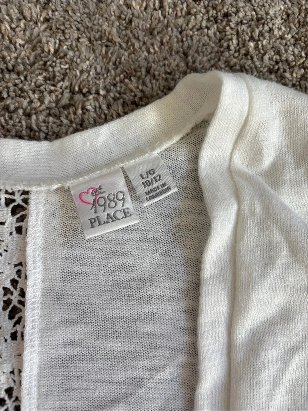 The Children's Place White Lace-Panel Open Front Camisole Top